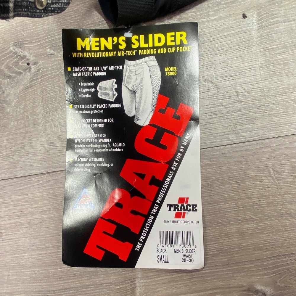 Trace Slider Shorts Mens Small Black Baseball Padded Compression Cup Pocket - Picture 4 of 8